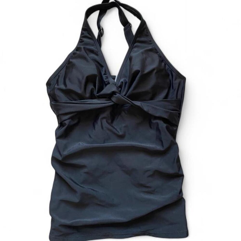 Black halter neck swimsuit top
